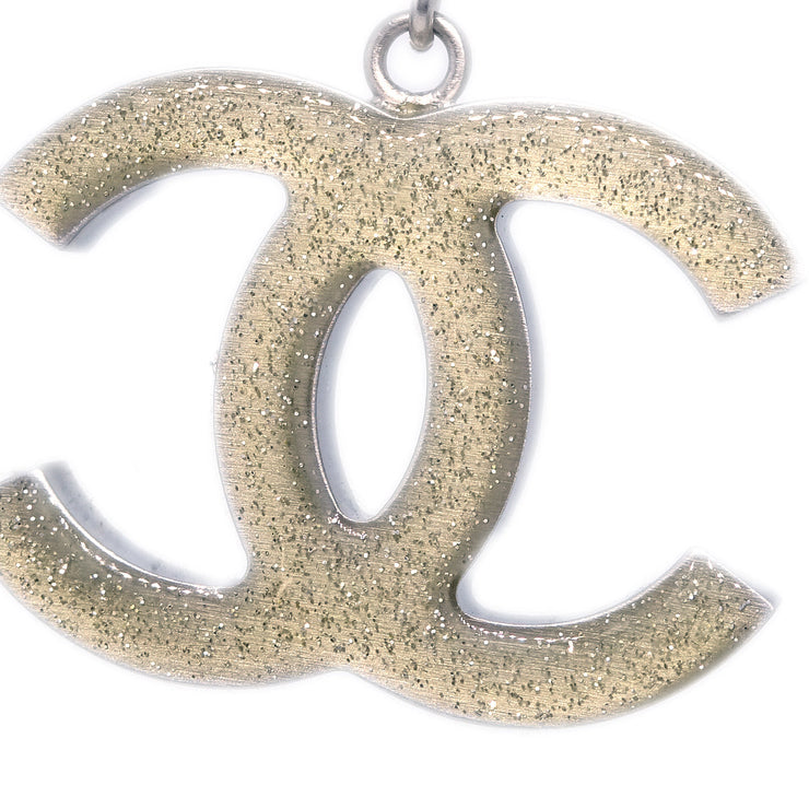 Chanel Silver Necklace Pendant Rhinestone B11P