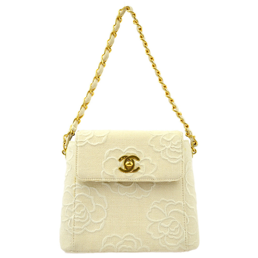 Chanel * White Canvas Camellia Straight Flap Handbag – AMORE 