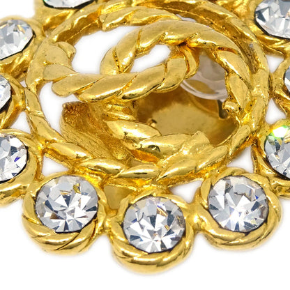 Chanel Gold Earrings Clip-On Rhinestone 29