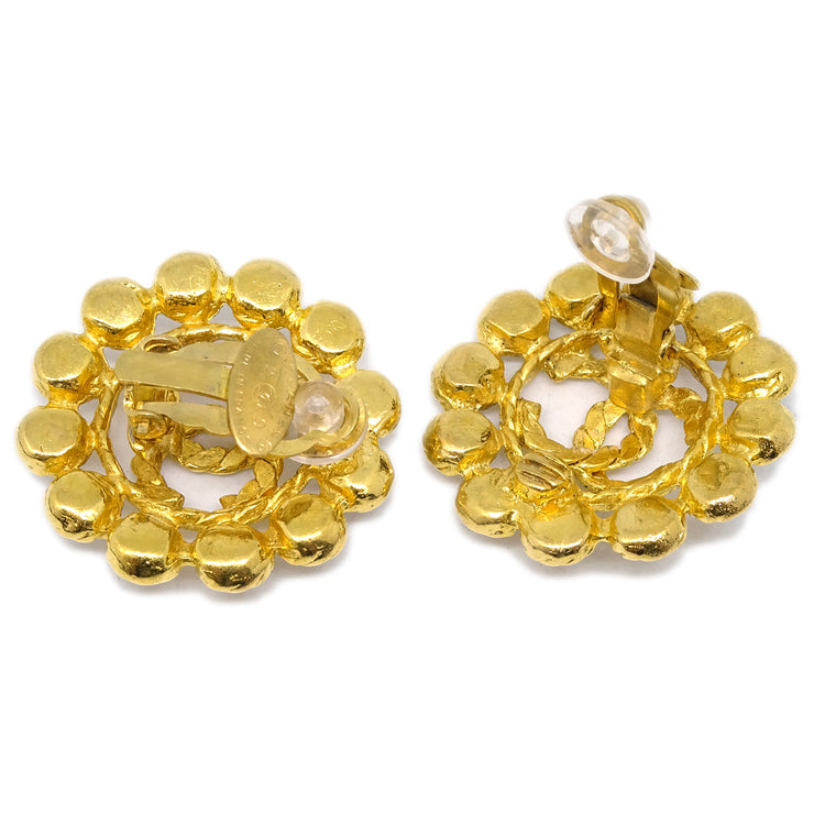 Chanel Gold Earrings Clip-On Rhinestone 29