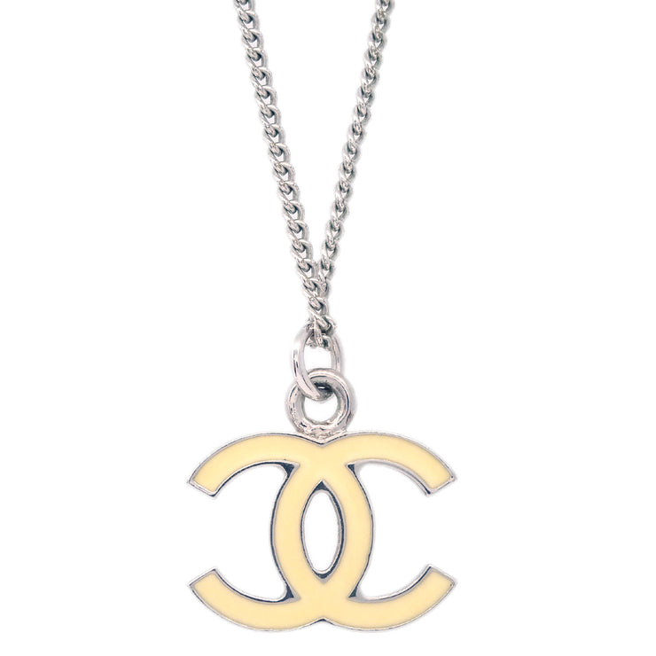 Chanel Chain Necklace Silver White 06V