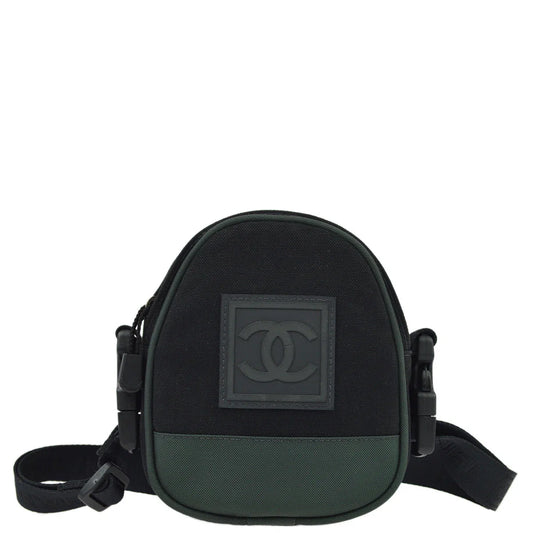 Chanel 2003-2004 Black Green Sport Line Bum Shoulder Bag