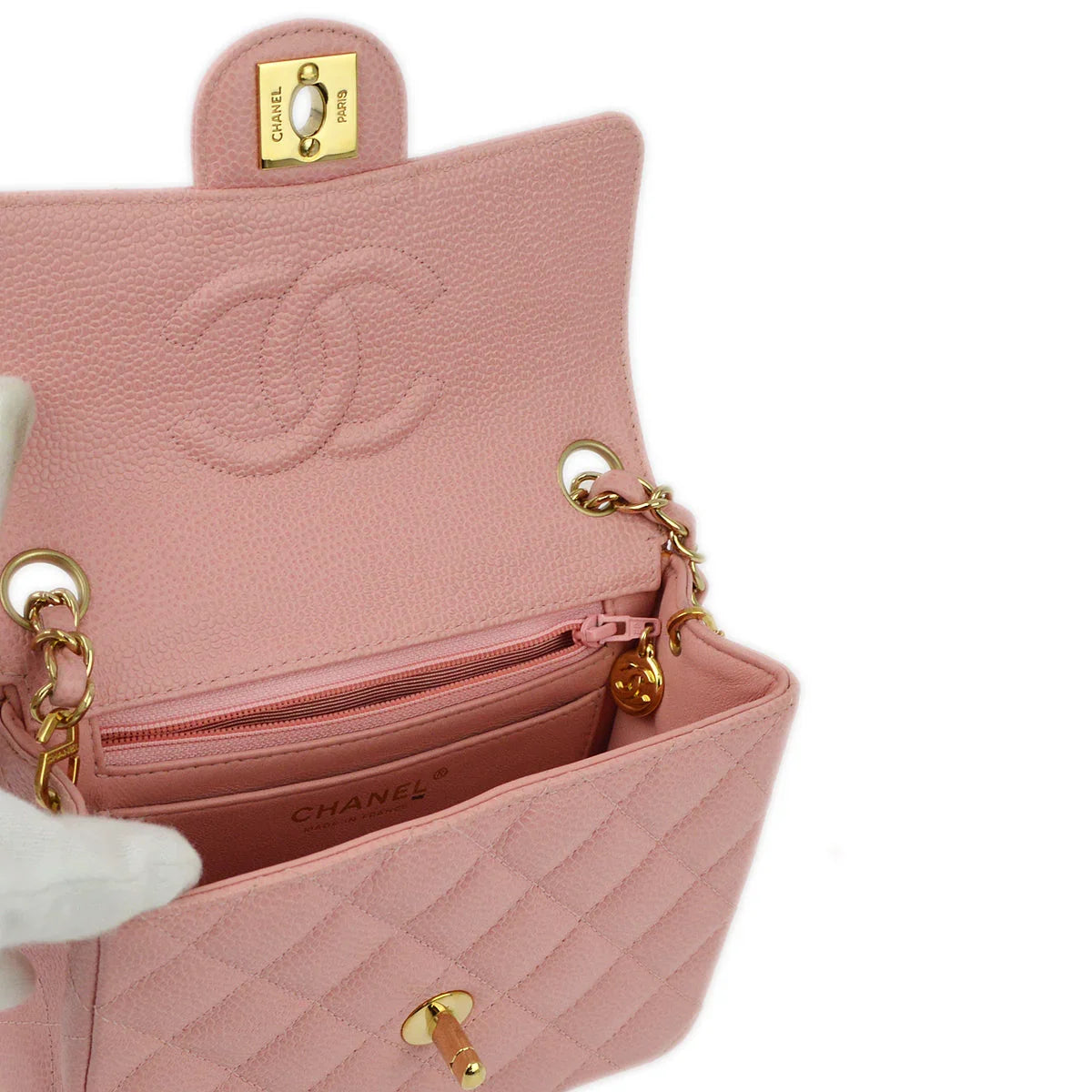 Chanel 2004-2005 Caviar Mini Square Bag 17