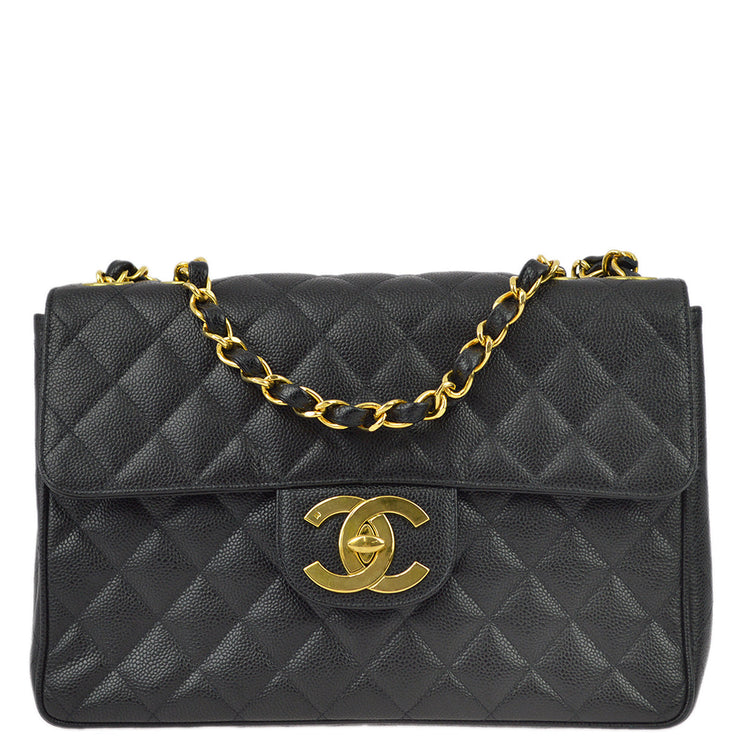 Chanel Black Caviar Classic Flap Jumbo Classic Flap Bag