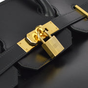 Hermes 1999 Black Box Calf Haut a Courroies 32 Handbag