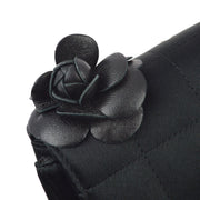 Chanel Black Satin Camellia Choco Bar Shoulder Bag