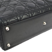 Christian Dior 2004 Black Lambskin Lady Dior Cannage 2way Shoulder Handbag