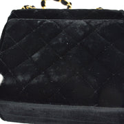 Chanel 1991-1994 Velvet Straight Cube Flap Shoulder Bag