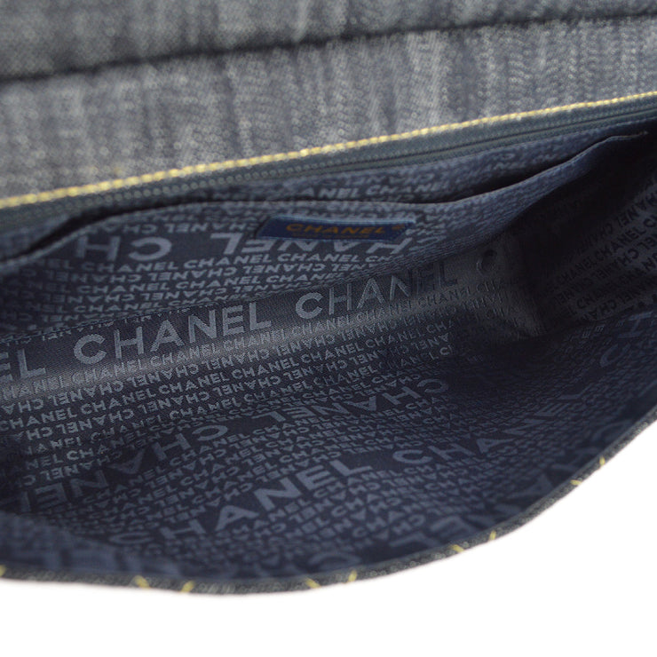Chanel 2005-2006 Denim Jumbo Chain Shoulder Bag