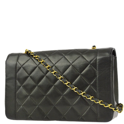 Chanel 1991-1994 Black Lambskin Medium Diana Shoulder Bag