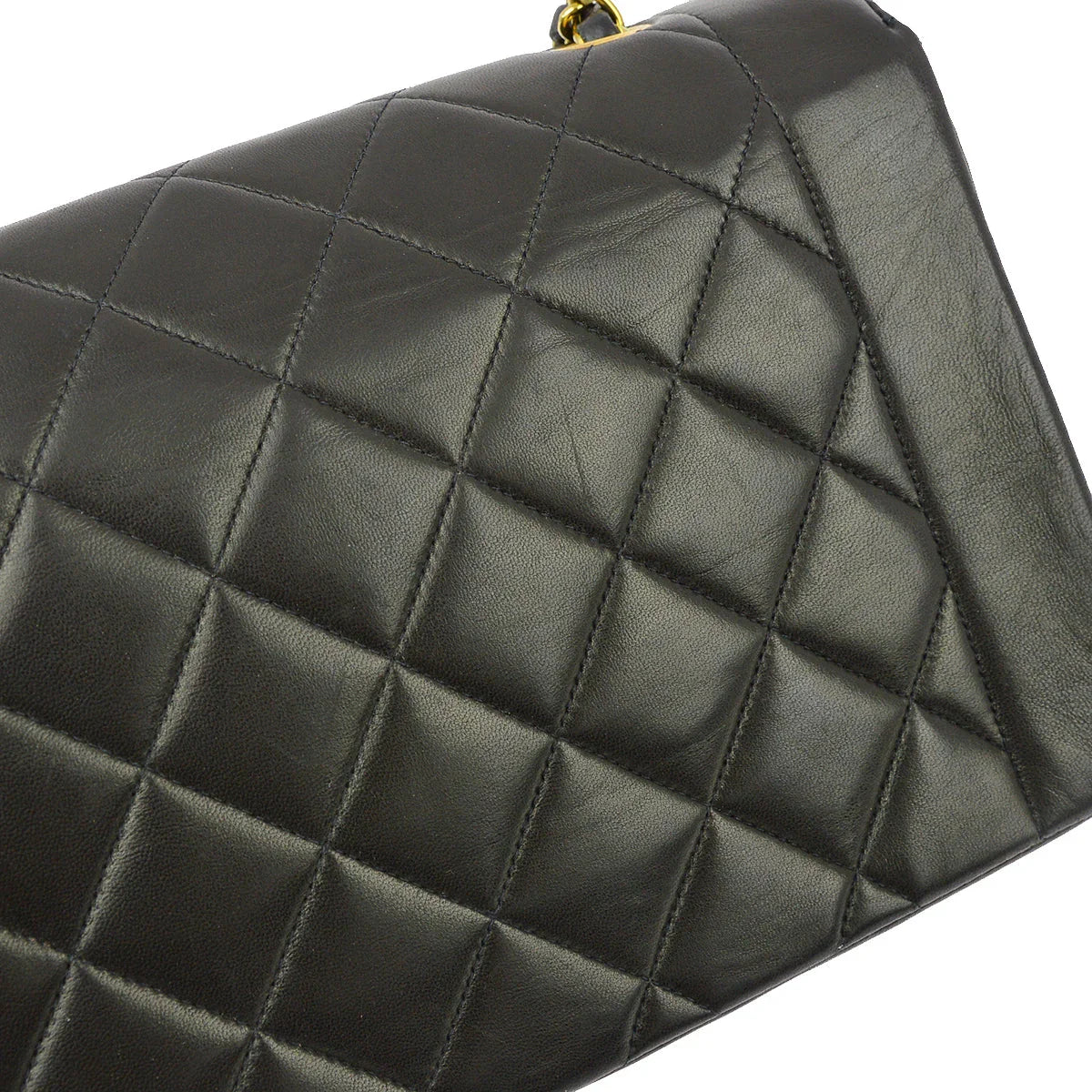 Chanel 1991-1994 Black Lambskin Medium Diana Shoulder Bag