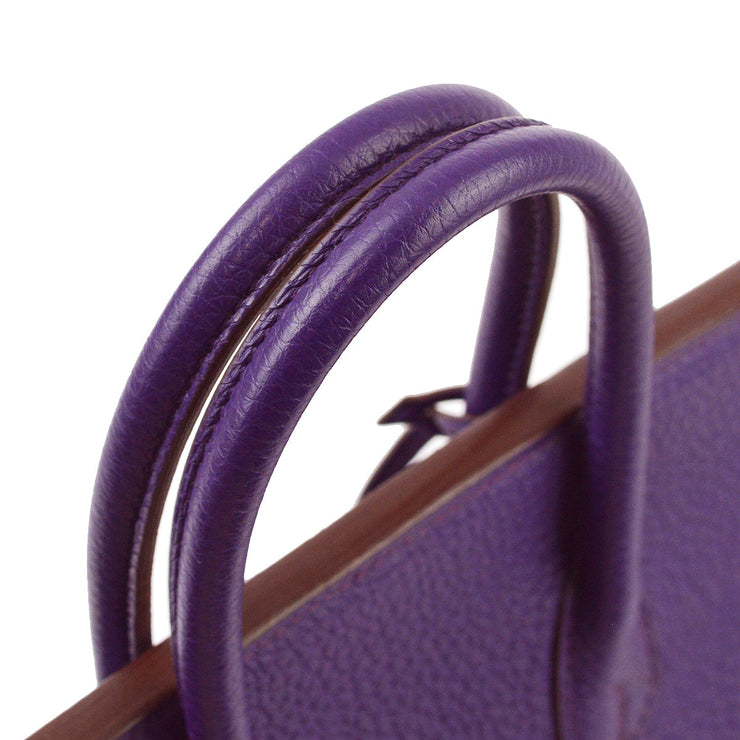 Hermes 2010 Purple Taurillon Clemence Birkin 25 Handbag