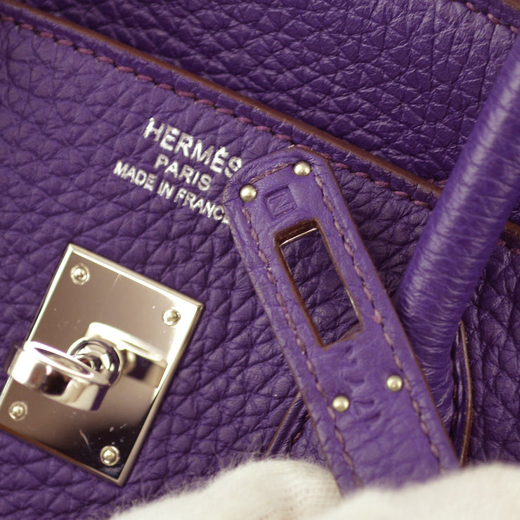 Hermes 2010 Purple Taurillon Clemence Birkin 25 Handbag