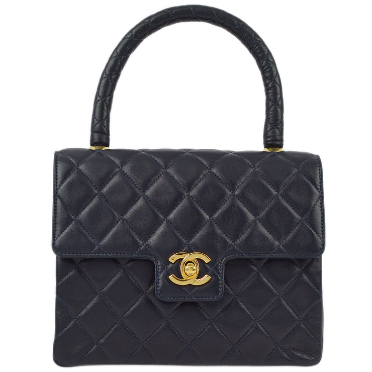 Chanel 1989-1991 Navy Lambskin Handbag
