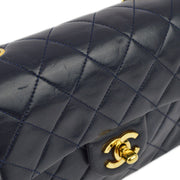 Chanel 1989-1991 Navy Lambskin Mini Classic Square Flap Bag 17
