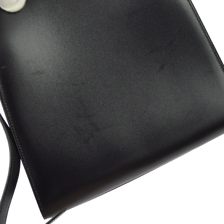 Hermes 2002 Black Box Calf Kelly Sport MM Shoulder Bag