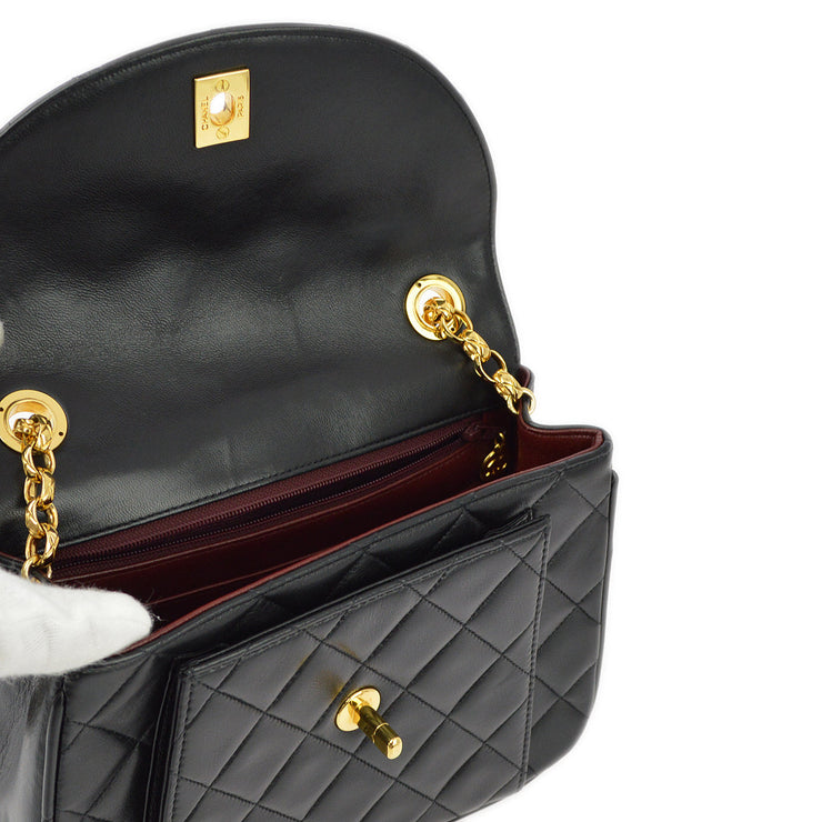 Chanel Black Lambskin Turnlock Shoulder Bag