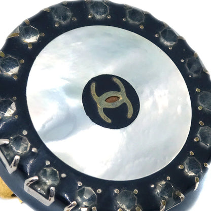 Chanel Black Button Shell Earrings Clip-On 97A
