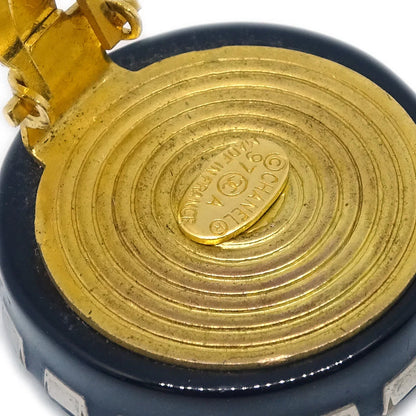Chanel Black Button Shell Earrings Clip-On 97A