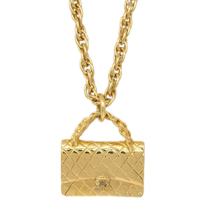Chanel Bag Chain Pendant Necklace Gold 95P