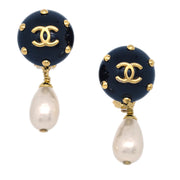 Chanel Artificial Pearl Dangle Earrings Clip-On 96C
