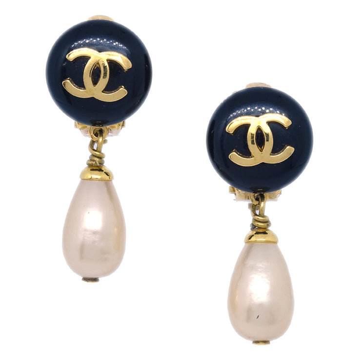 Chanel Artificial Pearl Dangle Earrings Clip-On 93A