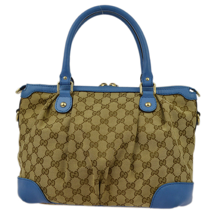 Gucci Beige Light Blue GG Handbag