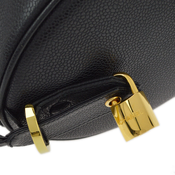 Chanel Black Caviar 2way Shoulder Duffle Handbag