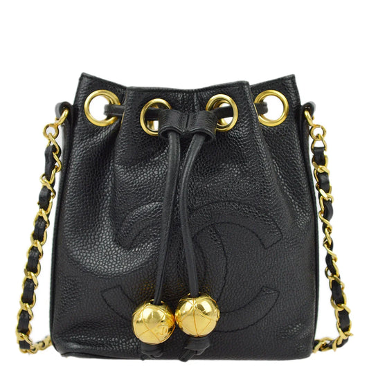 Chanel Black Caviar Bucket Shoulder Bag