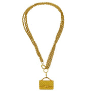 Chanel Bag Chain Pendant Necklace Gold