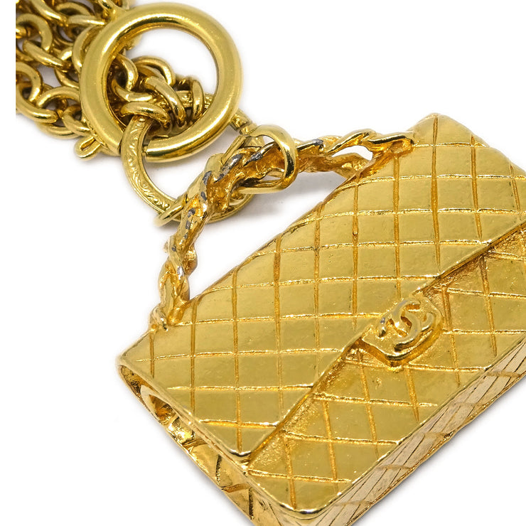 Chanel Bag Chain Pendant Necklace Gold