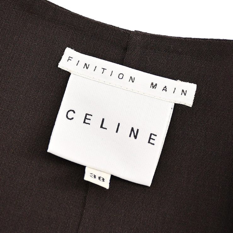 Celine Double Breasted Jacket Brown #38