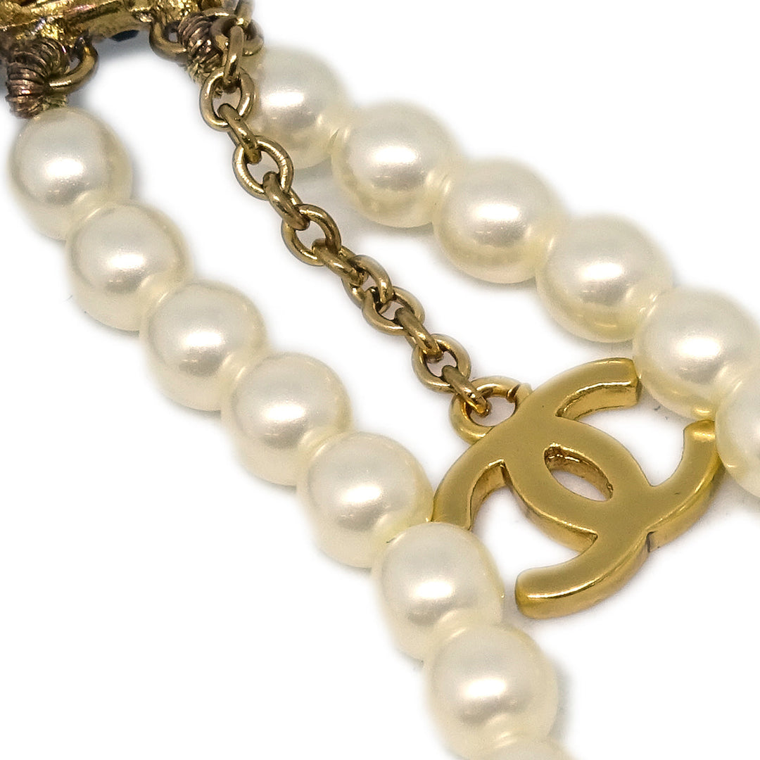 Chanel Gun Brooch Pin Rhinestone Artificial Pearl Gold 01A Chanel Gun Brooch Pin Rhinestone Artificial Pearl Gold 01A