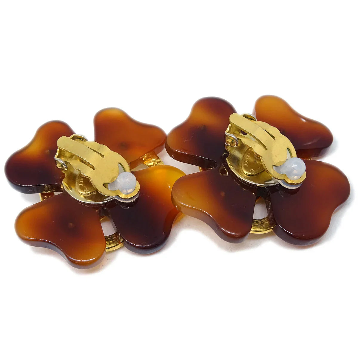 Chanel Clover Earrings Clip-On Gold 95P