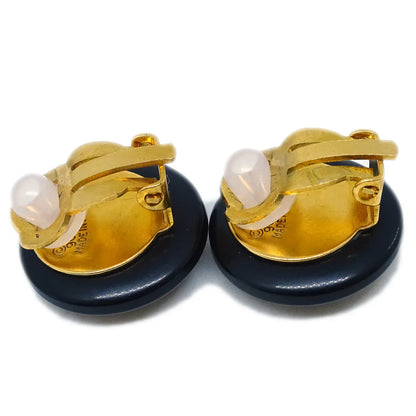 Chanel Black Button Earrings Clip-On 96A