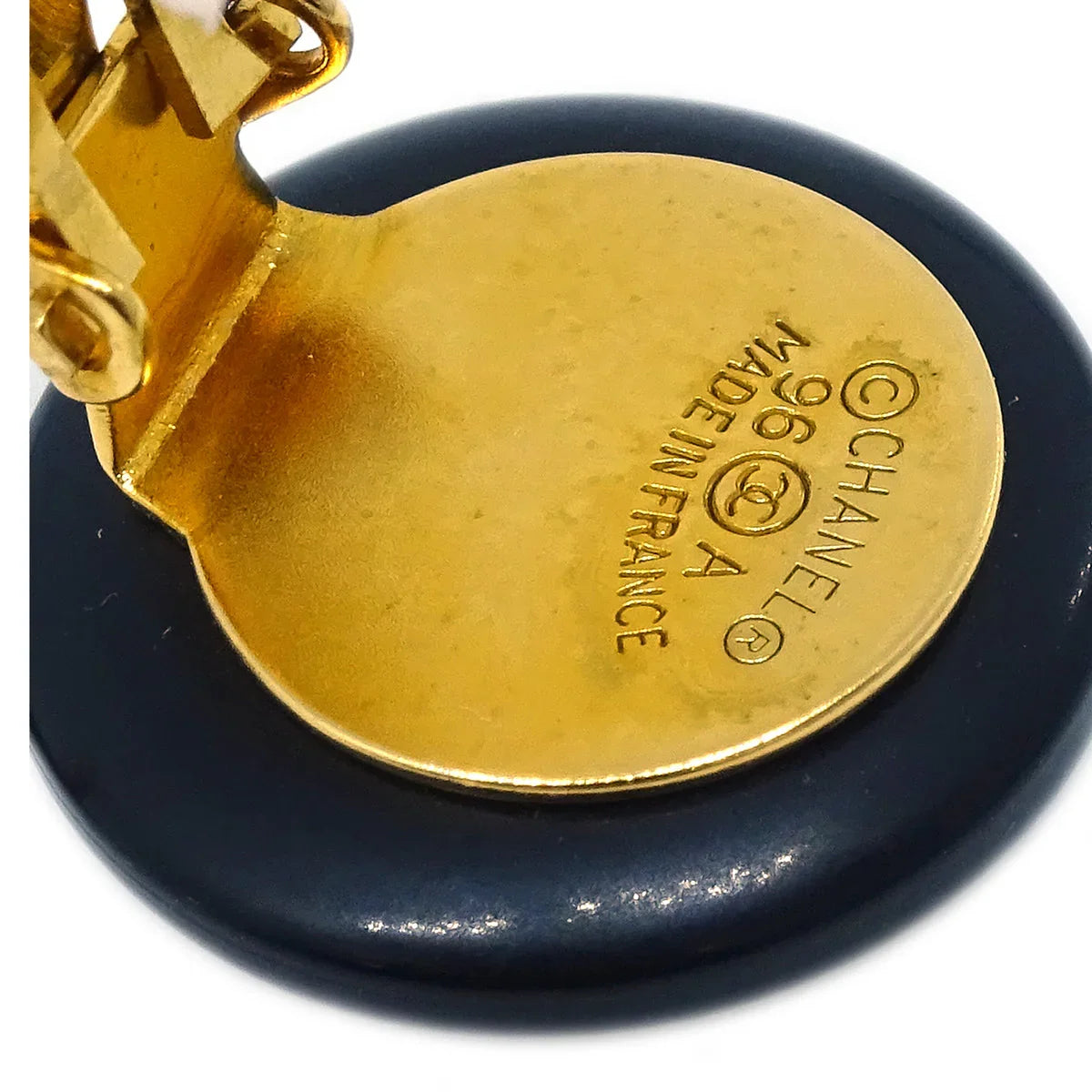Chanel Black Button Earrings Clip-On 96A