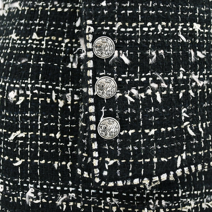 Chanel Emblem Double Breasted Jacket Black Tweed 05C #36