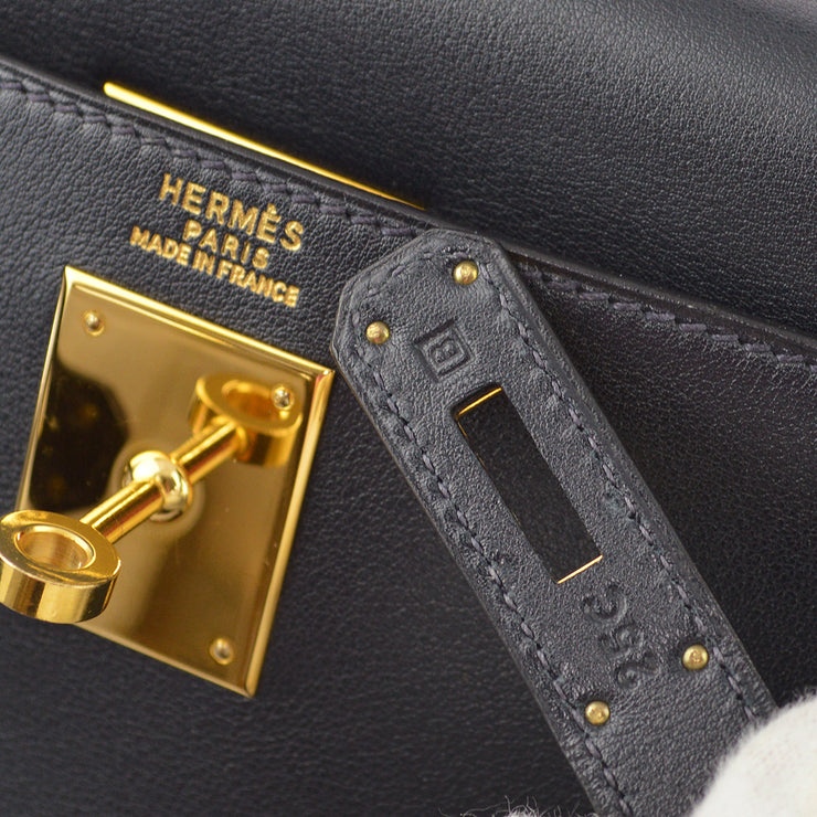 Hermes Blue Indigo Gulliver Kelly 32 Retourne 2way Shoulder Handbag