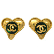 Chanel Gripoix Gold Heart Earrings Clip-On 95P
