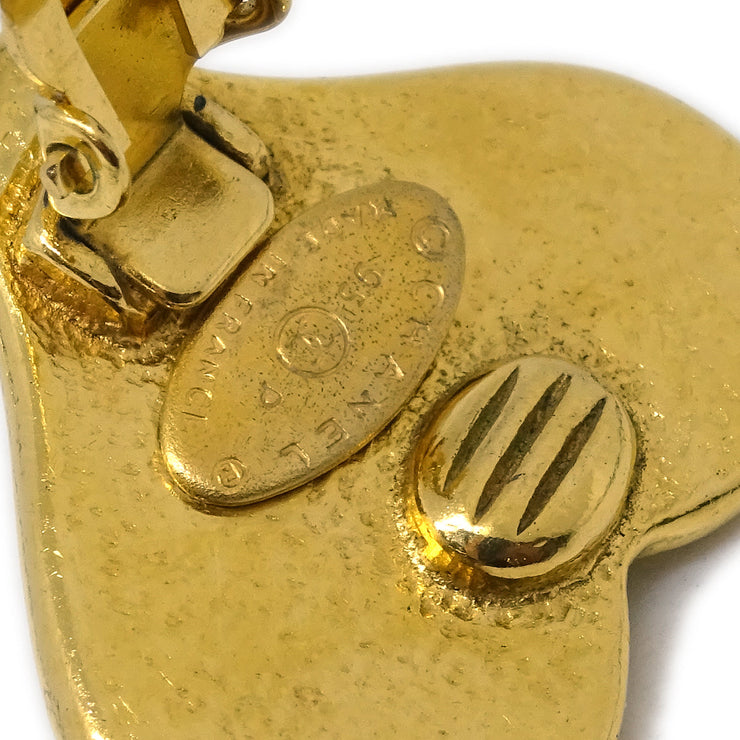 Chanel Gripoix Gold Heart Earrings Clip-On 95P