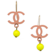 Chanel Dangle Piercing Earrings Pink 03S