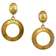 Chanel Hoop Dangle Earrings Clip-On Gold 2800/26