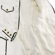 Chanel Collarless Breasted Jacket White #38