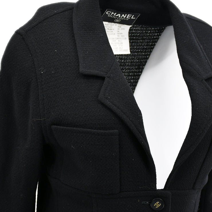Chanel Single Breasted Jacket Black 94A #36