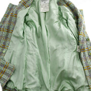 Chanel Double Breasted Jacket Green Tweed 94A #36