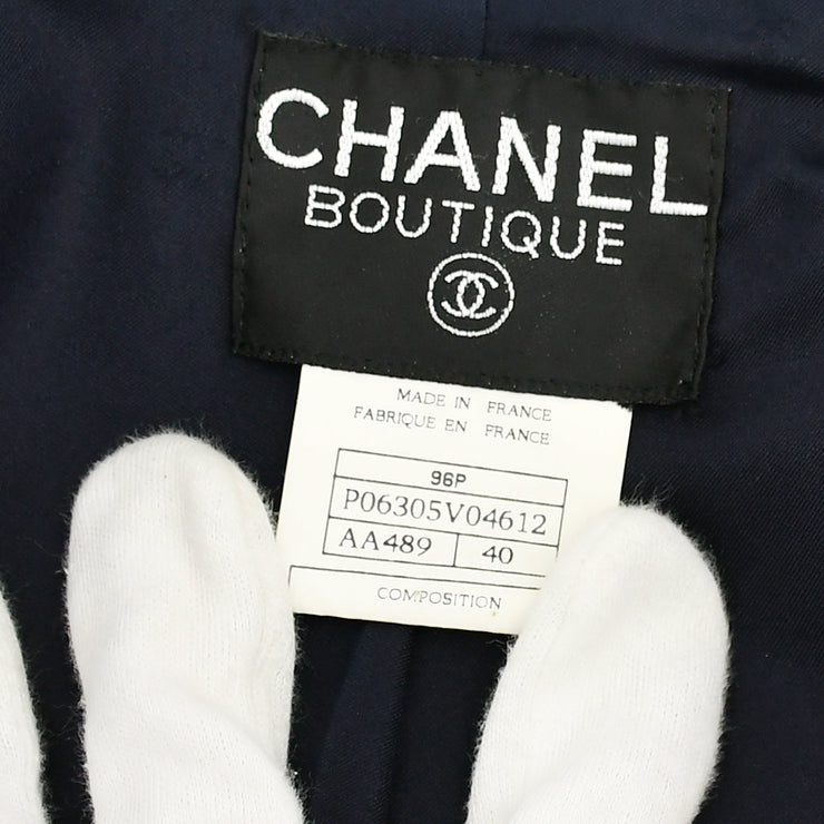 Chanel Double Breasted Jacket Navy 96P #40