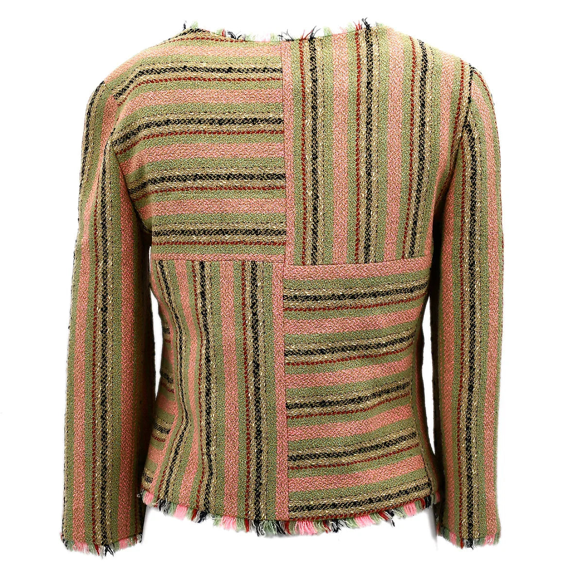 Chanel Collarless Striped Jacket Beige 00C #34