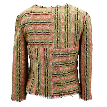 Chanel Collarless Striped Jacket Beige 00C #34