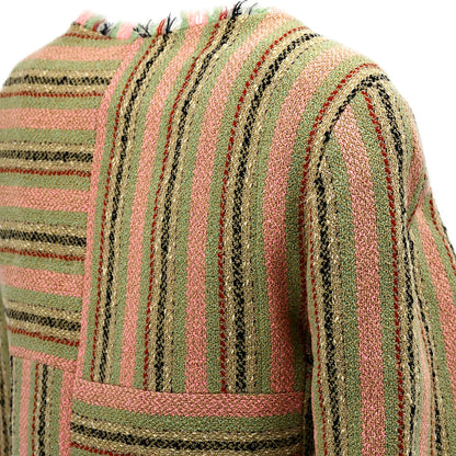 Chanel Collarless Striped Jacket Beige 00C #34