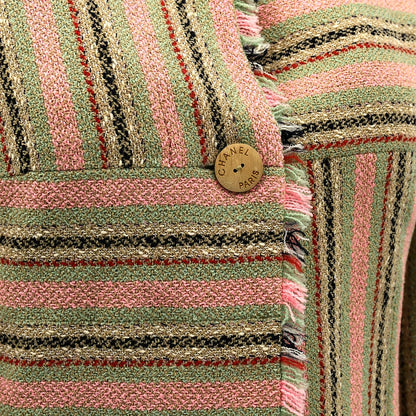 Chanel Collarless Striped Jacket Beige 00C #34